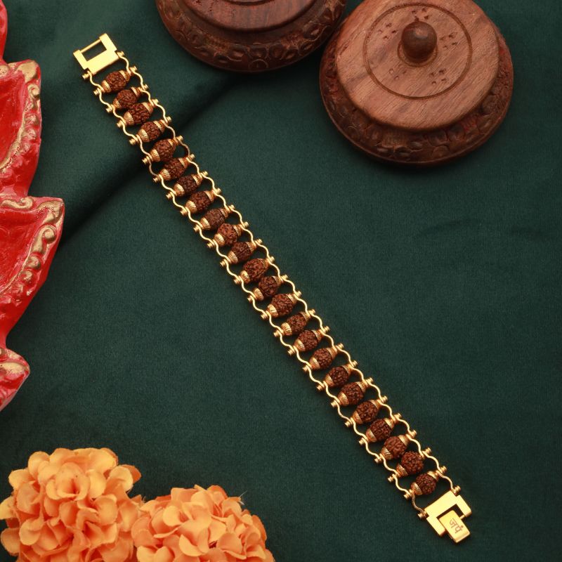 Gold Plated Modern Rudraksha Bracelet For Men & Women