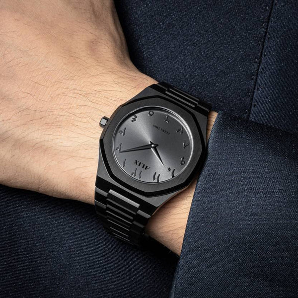 Stylish Arabic Dial Watch for Men - Black Ultra Thin Stainless Steel Analog Watch DSL