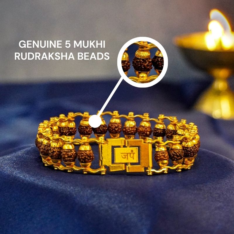 Gold Plated Modern Rudraksha Bracelet For Men & Women