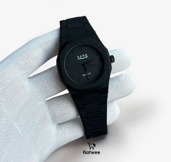 SABR Black Matte Minimalist Men's Watch – Islamic Quartz Wristwatch for Everyday Elegance