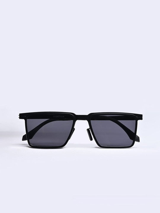 Men’s Sleek Black Rectangle Sunglasses – UV Protection & Lightweight Design