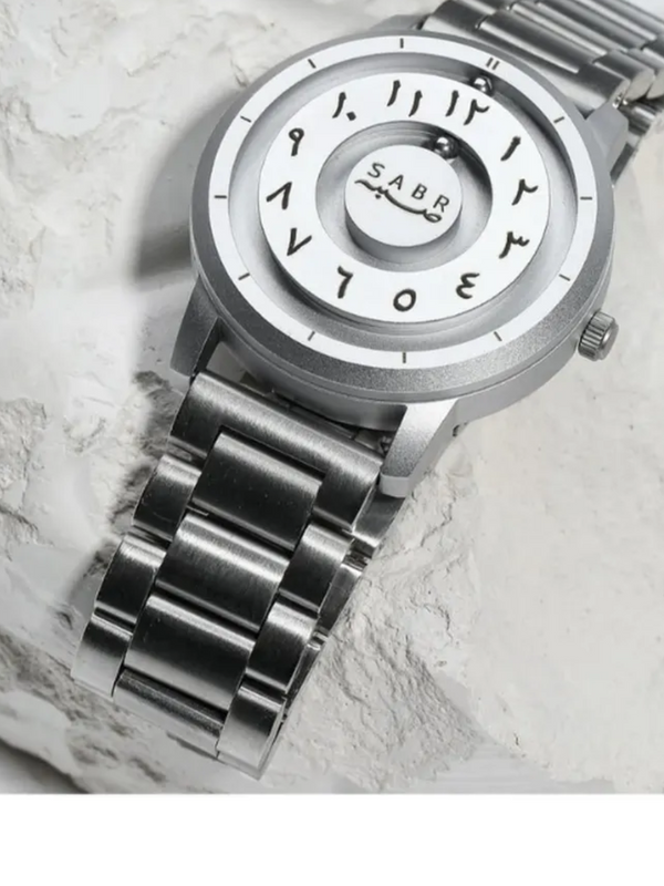 SABR Steel Silver Arabic Numeral Watch – Premium Islamic Wristwatch for Men & Women