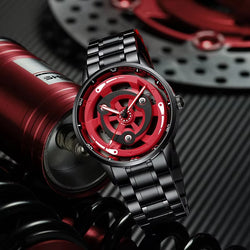 Japanese Anime-Inspired Sports Car Rim Watch – Waterproof Stainless Steel Quartz for Men
