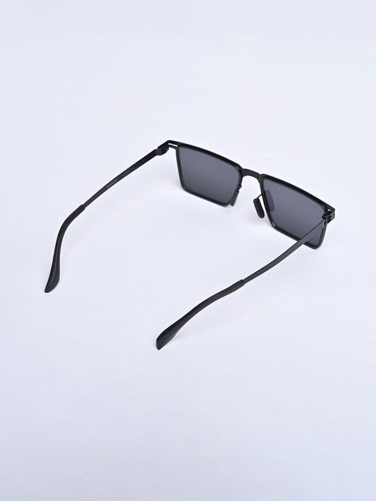 Men’s Sleek Black Rectangle Sunglasses – UV Protection & Lightweight Design